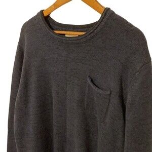 Carbon 2 Cobalt Dark Blue Sweater with Pocket Marled Heavyweight L Merino Wool
